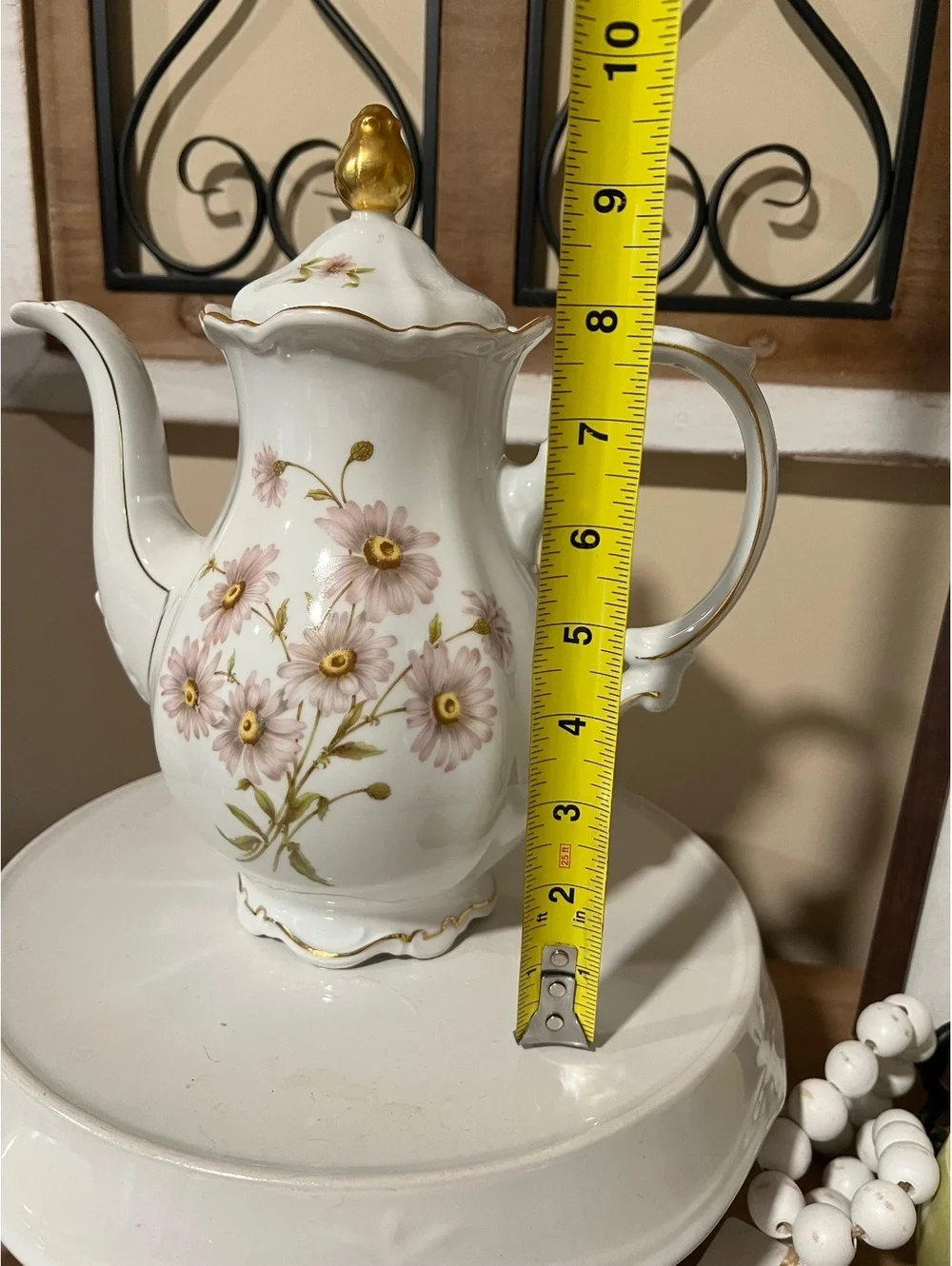 Vintage Mitterteich Bavaria Germany Cream Lavender Daisy Bell Teapot gold trim